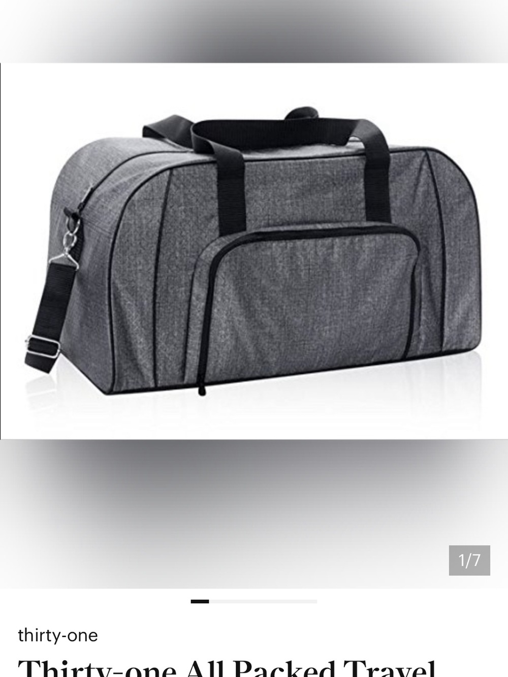 Thirty-One Gray All-Packed Duffel Bag